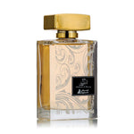 A 100ml bottle of Bakhakh Al Shurooq perfume with a gold-colored cap and a floral pattern on the body.